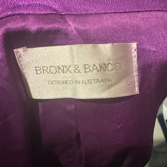 Bronx and Banco Odessa Feather-Cuff Belted Blazer in Purple - Picture 9 of 10